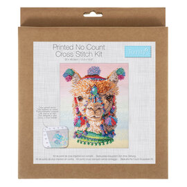 Borduurpakket: formaat 32x39 cm: "Alpaca"