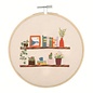 Borduurpakket: met houten borduurring van 15 cm: "Bloemenplank"