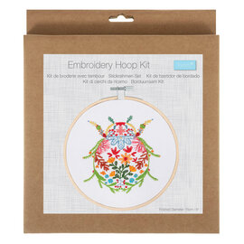 Borduurpakket met houten borduurring: 15 cm diameter: insect