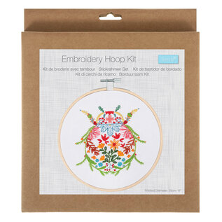 Borduurpakket met houten borduurring: 15 cm diameter: insect