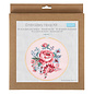 Borduurpakket met houten borduurring: 15 cm diameter: bloeiende roos