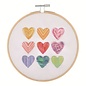 Borduurpakket: met houten borduurring van 15 cm: "Ombre Hearts"