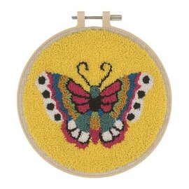 Punch needle set met kunststof borduurring 15,2 cm: "Vlinder"