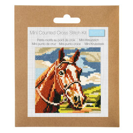 Borduurpakket: 17 x 17 cm: Bruin paard