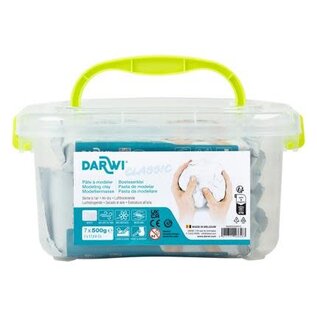Darwi schoolpack 7x 500gr. zelfhardende klei CLASSIC - Wit