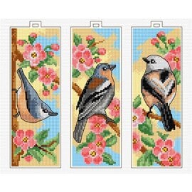 Kruissteek telpakket Voorjaarsvogels 6,5x19cm set van 3 ontwerpen
