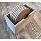 Set 6 glas onderleggers rond MDF 94x50x70mm in doos