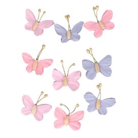 Papieren Vlinders, tussen 3,8 en 3,18 cm. 9st.