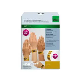 Evenementenbandjes - Polsbandjes Sigel super soft, 255x25mm 120 stuks VIP