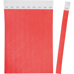 Evenementenbandjes - Polsbandjes neon rood 256x19mm 500 stuks