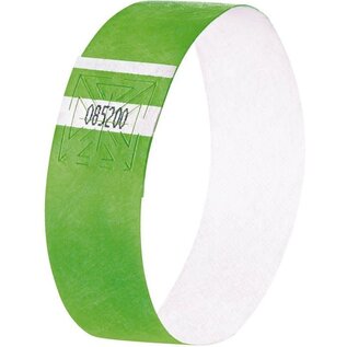 Evenementenbandjes - Polsbandjes sigel super soft 255x25mm neongroen 12 st., incl. etiketten