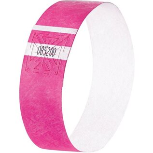 Evenementenbandjes - Polsbandjes sigel super soft 255x25mm neonroze 12 st., incl. etiketten