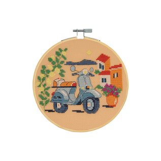 3 borduurpakketten – De blauwe Vespa
