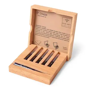 Pan Art Penselenset houten box reispenselen nr.4-8 - aquarel-acryl -