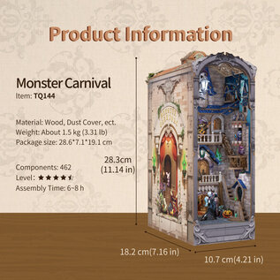 3D Modelbouwpakket - DIY Book Nook, Monster Carnival 10,7×18,2×28,3 cm