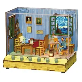 DIY 3D Houten Puzzel met 6 verschillende geluidseffecten en stofkap Vincent’s Bedroom 18×14,5×15,4cm