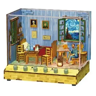 DIY 3D Houten Puzzel met 6 verschillende geluidseffecten en stofkap Vincent’s Bedroom 18×14,5×15,4cm