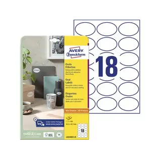 etiket Avery ILK 63,5x42,3mm NP 25 vel 18 etiketten per vel wit