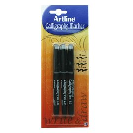 Artline Calligraphy stift 241 1,0mm, 2,0mm, 3,0mm. Zwart. 3 stuks