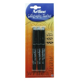 Stift Calligraphy 241 1,0mm, 2,0mm, 3,0mm. Zwart. 3 stuks