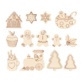 14 houten silhouetten Kerst