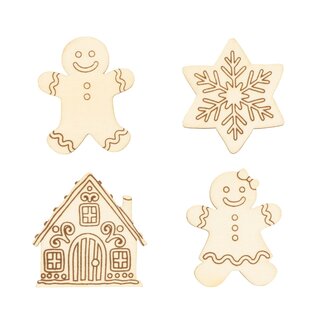 Doosje met houten Kerstfiguren 12 stuks