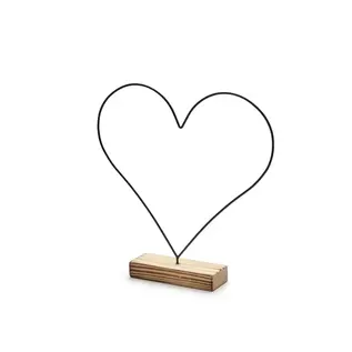 Metalen frame hart staand op houten voet 34cm Roest