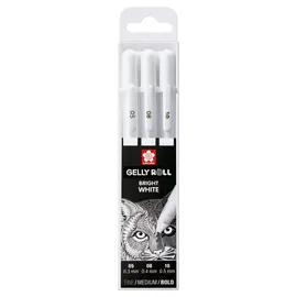 Sakura Basic Set 3 Gelpennen Zuiver Wit Fijn/Medium/Dik