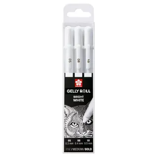 Sakura Basic Set 3 Gelpennen Zuiver Wit Fijn/Medium/Dik