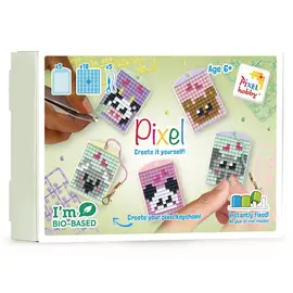 Pixel -Thema doos sleutelhanger - Kawaii Wilde dieren -
