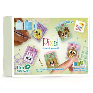 Pixel -Thema doos sleutelhanger - Kawaii Huisdieren -