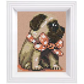 Pixelpakket - Mopshond perzikkleurig strikje met 21 pixelmatjes