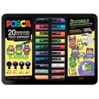 POSCA - METALEN KOFFER MET 20 POSCA STIFTEN - STREET KAWAI