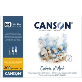Canson - Coton dArt blok 300g fijne korrel 31x41cm 20 vel 4-zijdig gelijmd