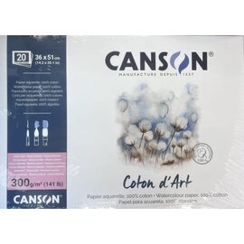 Canson - Coton dArt blok 300g gesatineerde korrel 36x51cm 20 vel 4-zijdig gelijmd