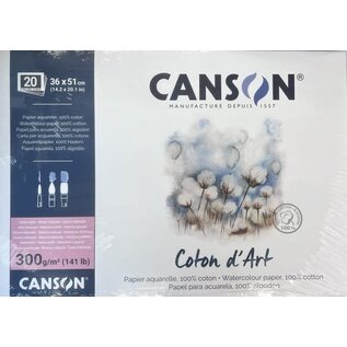 Canson - Coton dArt blok 300g gesatineerde korrel 36x51cm 20 vel 4-zijdig gelijmd