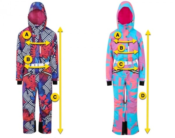 SKI SUIT SIZING – MENS/UNISEX/FEMALE