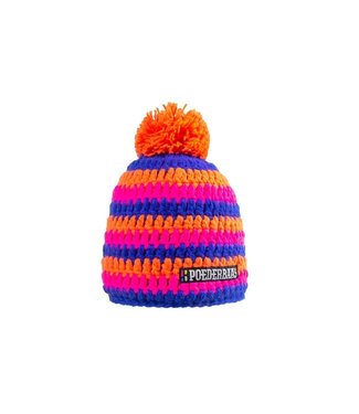 Poederbaas Bunter Hut mit Fleece - orange / pink / dunkelblau