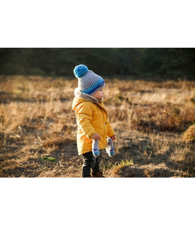 Poederbaas Bonnet bébé bleu avec gants - bleu / gris