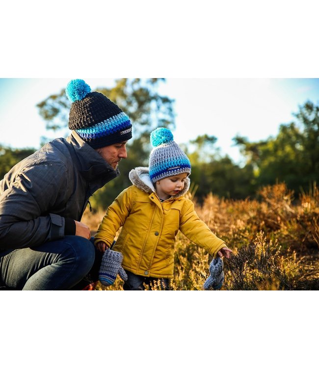 Poederbaas Bonnet bébé bleu avec gants - bleu / gris