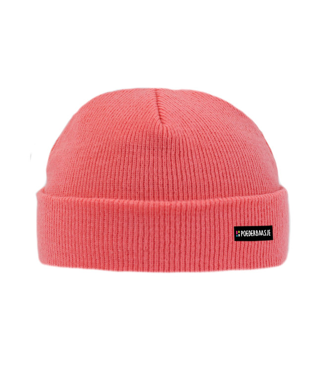 Poederbaas Bright coral kids beanie