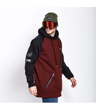 Oneskee Sweat à capuche homme imperméable Bordeaux / Noir