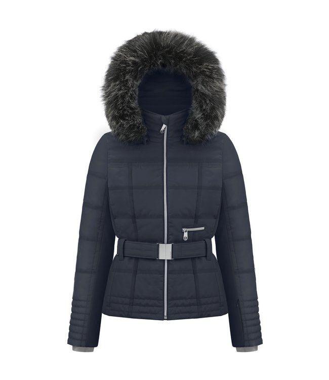 Poivre Blanc Womens Embossed Ski Jacket with Fake Fur - SAVE 20%