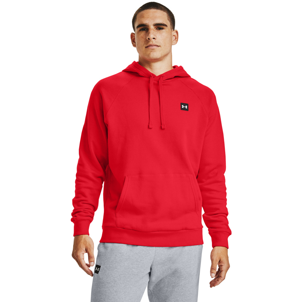 UA Rival Fleece Hoodie-Rot // Onyxweiß - Wintersport-Store