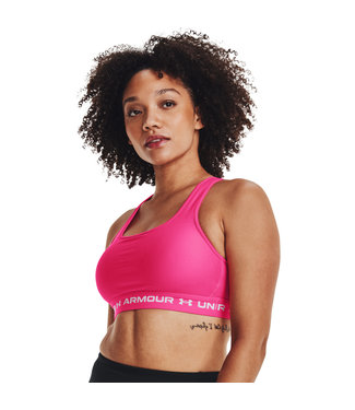 Under Armour UA Crossback Mid Bra-Electro Pink / Electro Pink / White