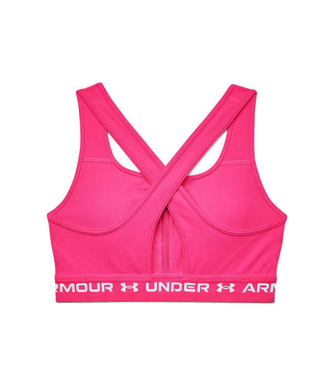 Under Armour UA Crossback Mid Bra-Electro Pink / Electro Pink / White