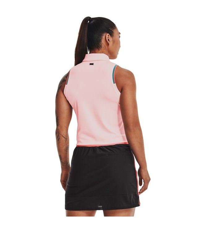 Under Armour UA Zinger Point Slvls Polo – Weiß/Pink Sand/Metallic Silver