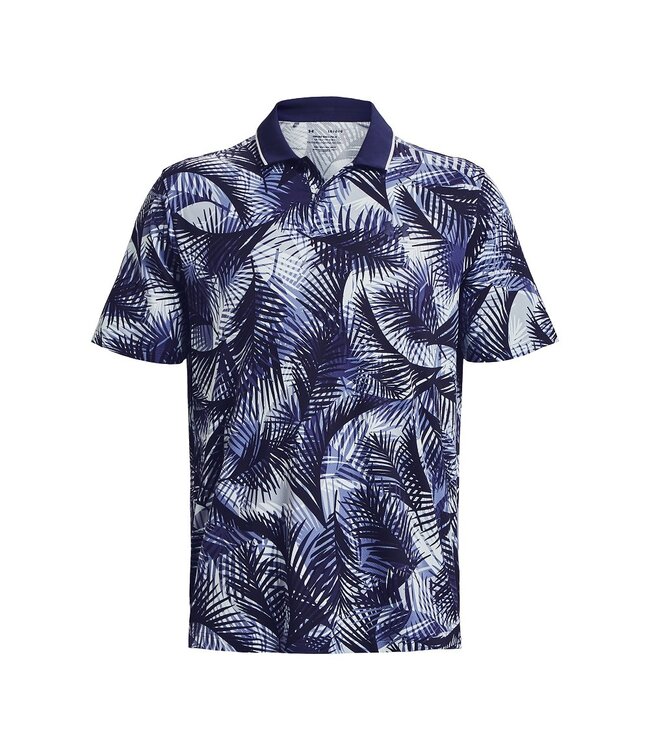 Under Armour Polo UA Iso-Chill Grphc Palm-Azul marino medianoche / / Blanco