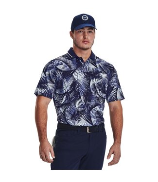 Under Armour Polo UA Iso-Chill Grphc Palm-Azul marino medianoche / / Blanco