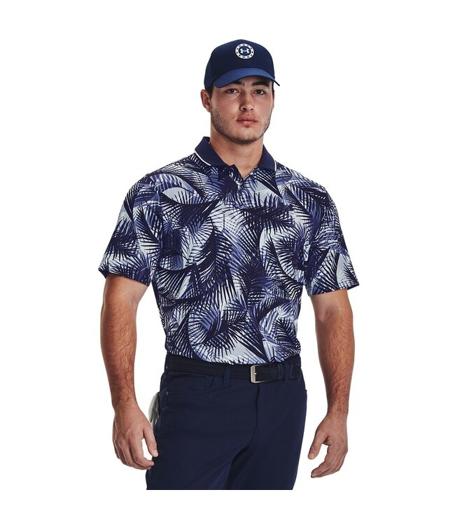 Under Armour Polo UA Iso-Chill Grphc Palm-Azul marino medianoche / / Blanco